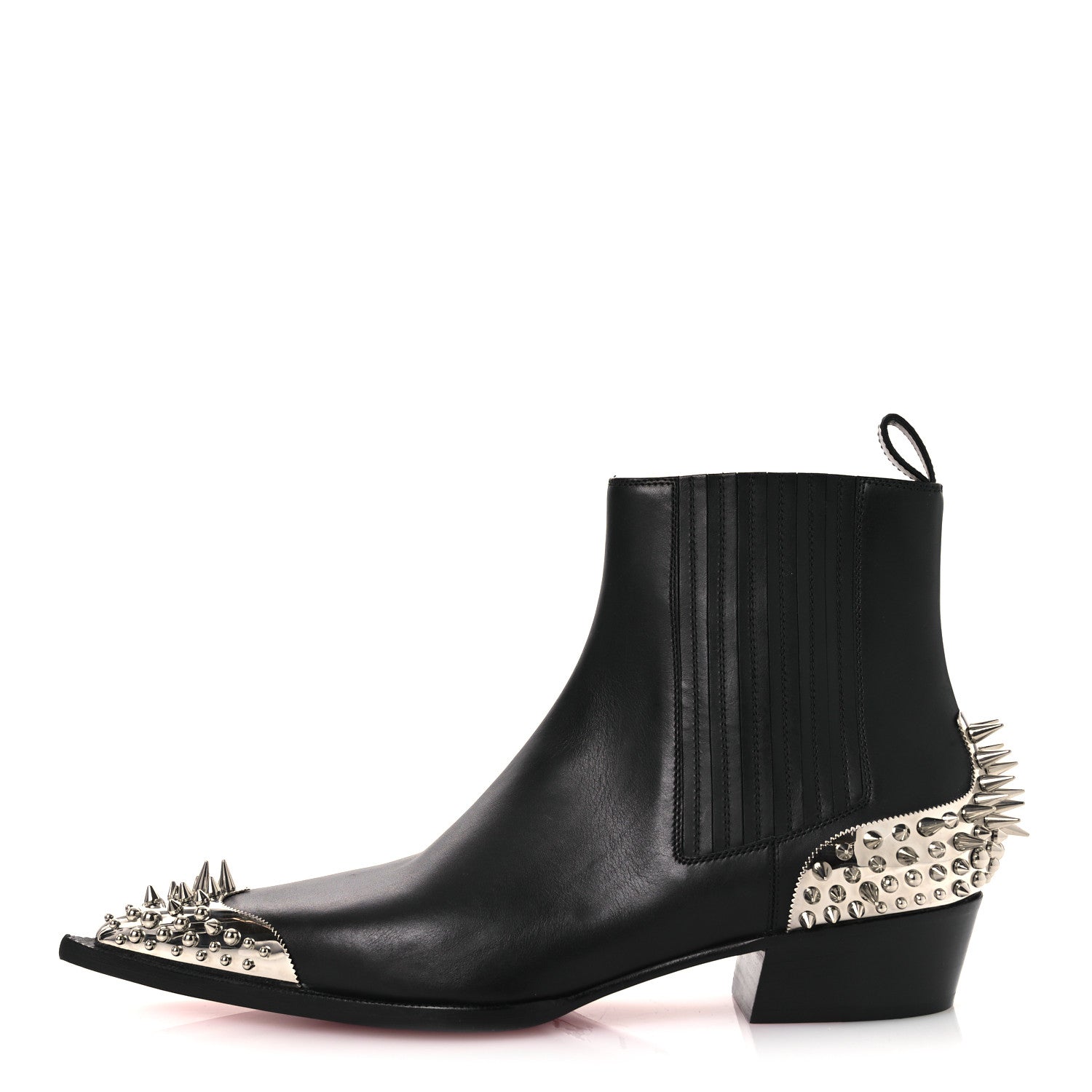 Christian Louboutin Calfskin Spiked Mens Chelviss Meteor Flat Ankle Boots 43 Black 1 of 11