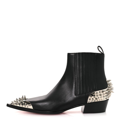 Christian Louboutin Calfskin Spiked Mens Chelviss Meteor Flat Ankle Boots 43 Black 1 of 11