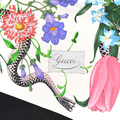 Gucci Silk Twill Flora Snake Square Scarf Ivory Black 2 of 4