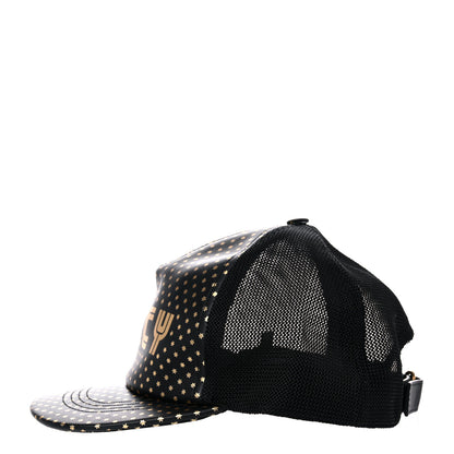 Gucci X SEGA Calfskin GUCCY Stars Baseball Hat M Black Gold 4 of 10