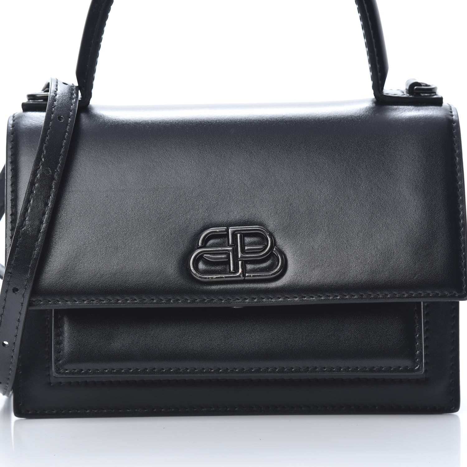 Balenciaga Box Calfskin Monochrome XS Sharp Top Handle Bag Black 8 of 13