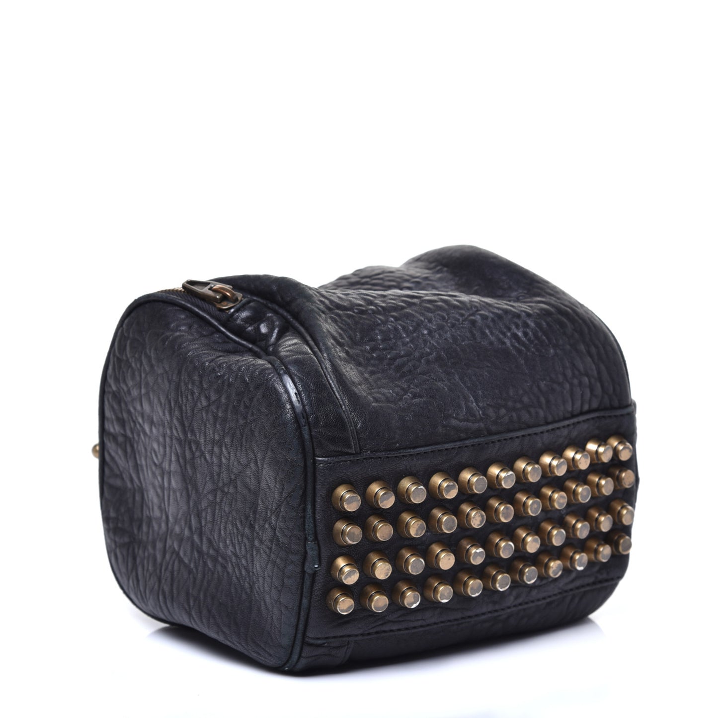 Pebbled Lambskin Angela Pochette Black Antique Brass Hardware