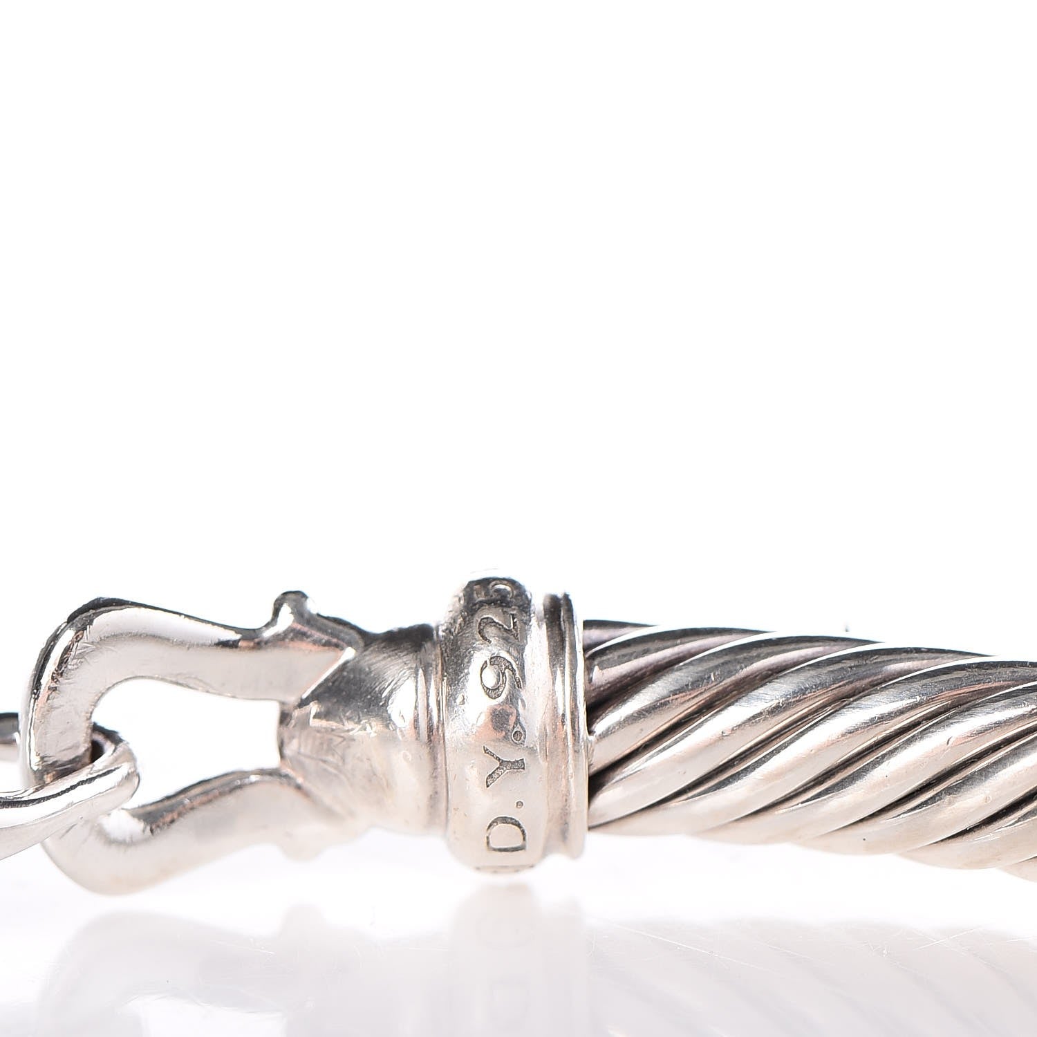 David Yurman Sterling Silver Diamond 5mm Cable Buckle Bracelet 5 of 6