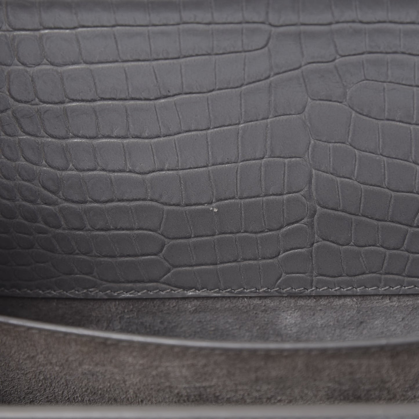 Calfskin Crocodile Embossed Medium Monogram Sunset Fog