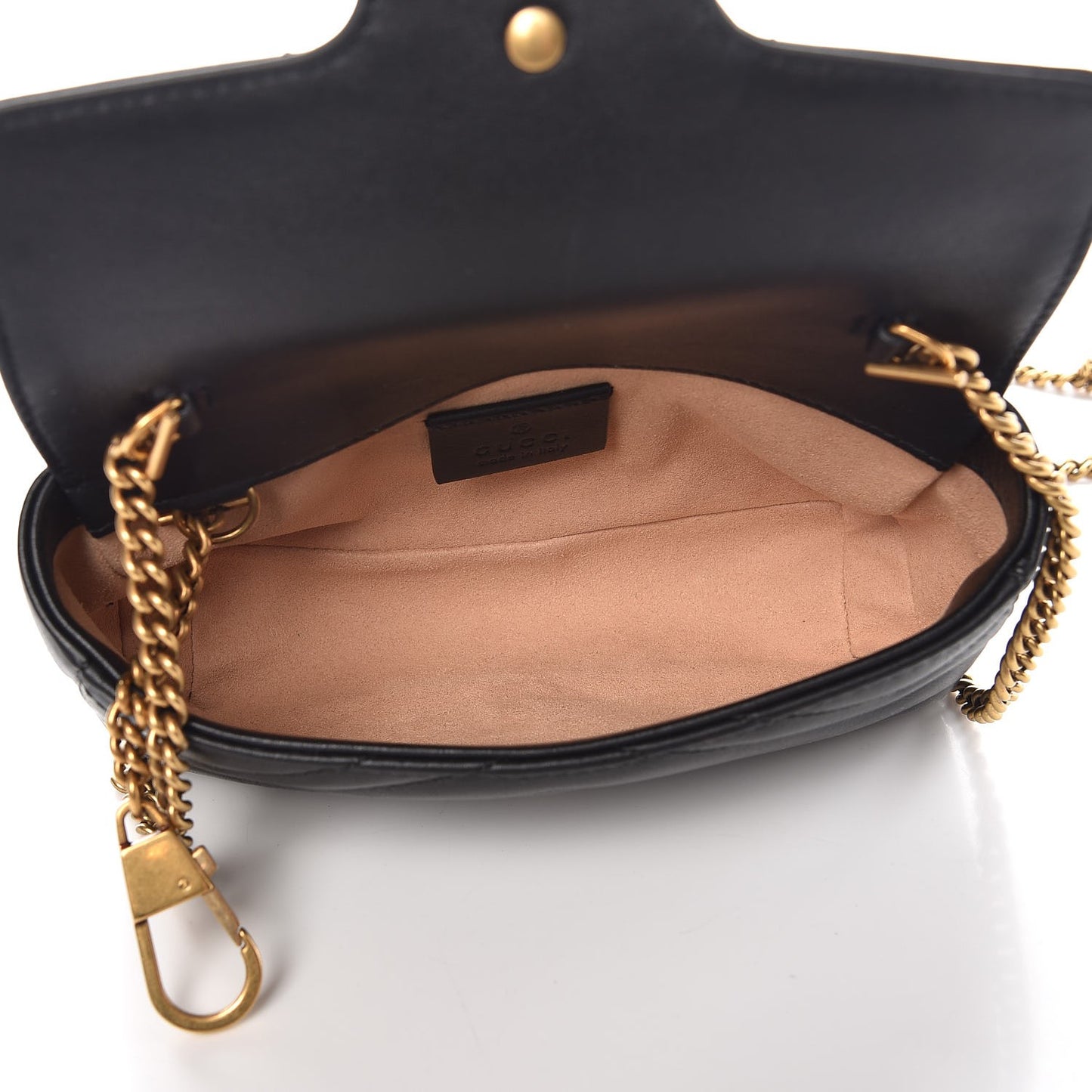 Calfskin Matelasse Super Mini GG Marmont Shoulder Bag Black