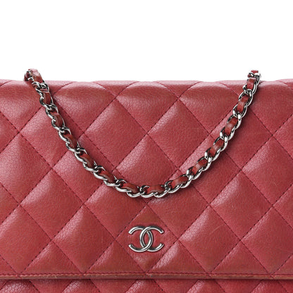 Chanel Caviar Quilted Wallet on Chain WOC Red 14 of 14