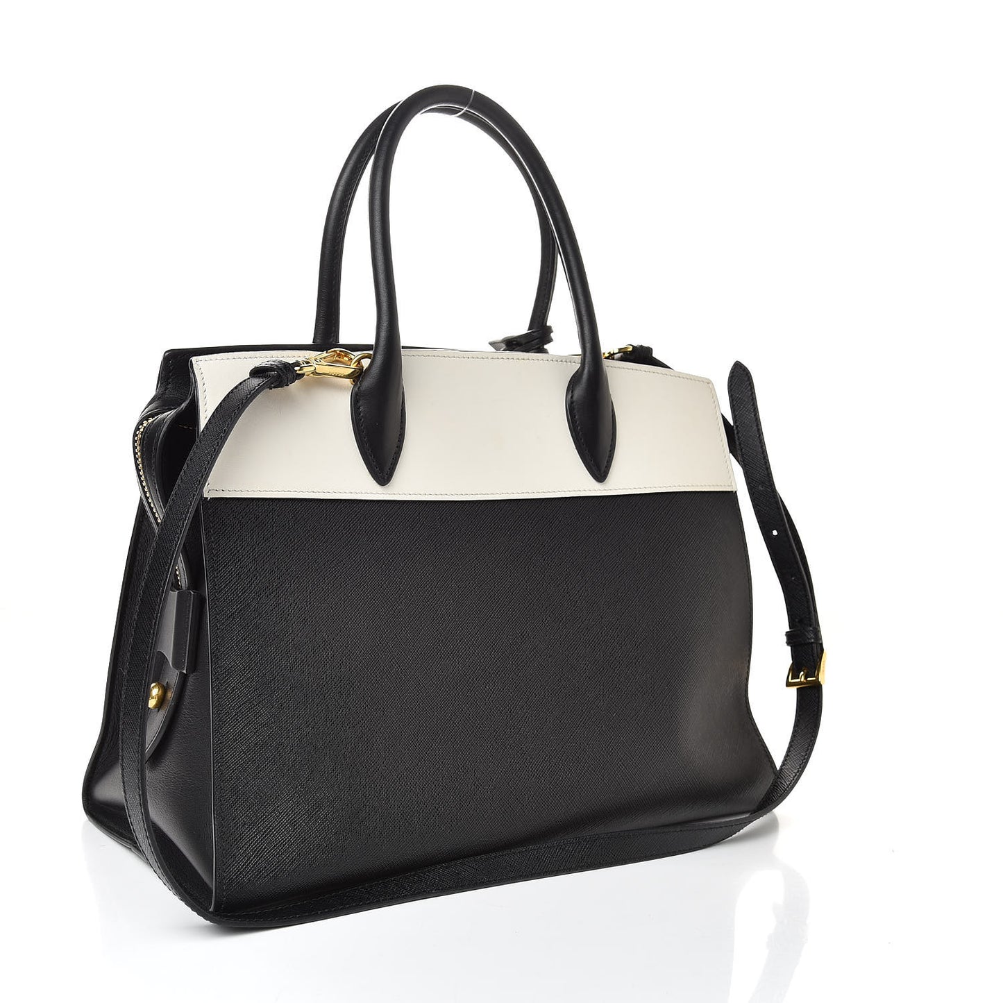 Saffiano City Calf Medium Esplanade Tote Black White