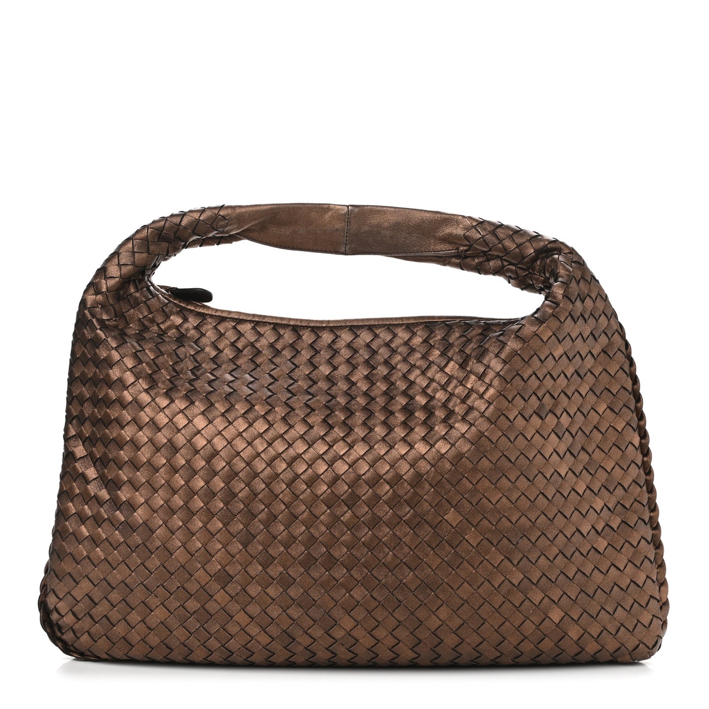 Metallic Nappa Intrecciato Large Veneta Hobo Copper