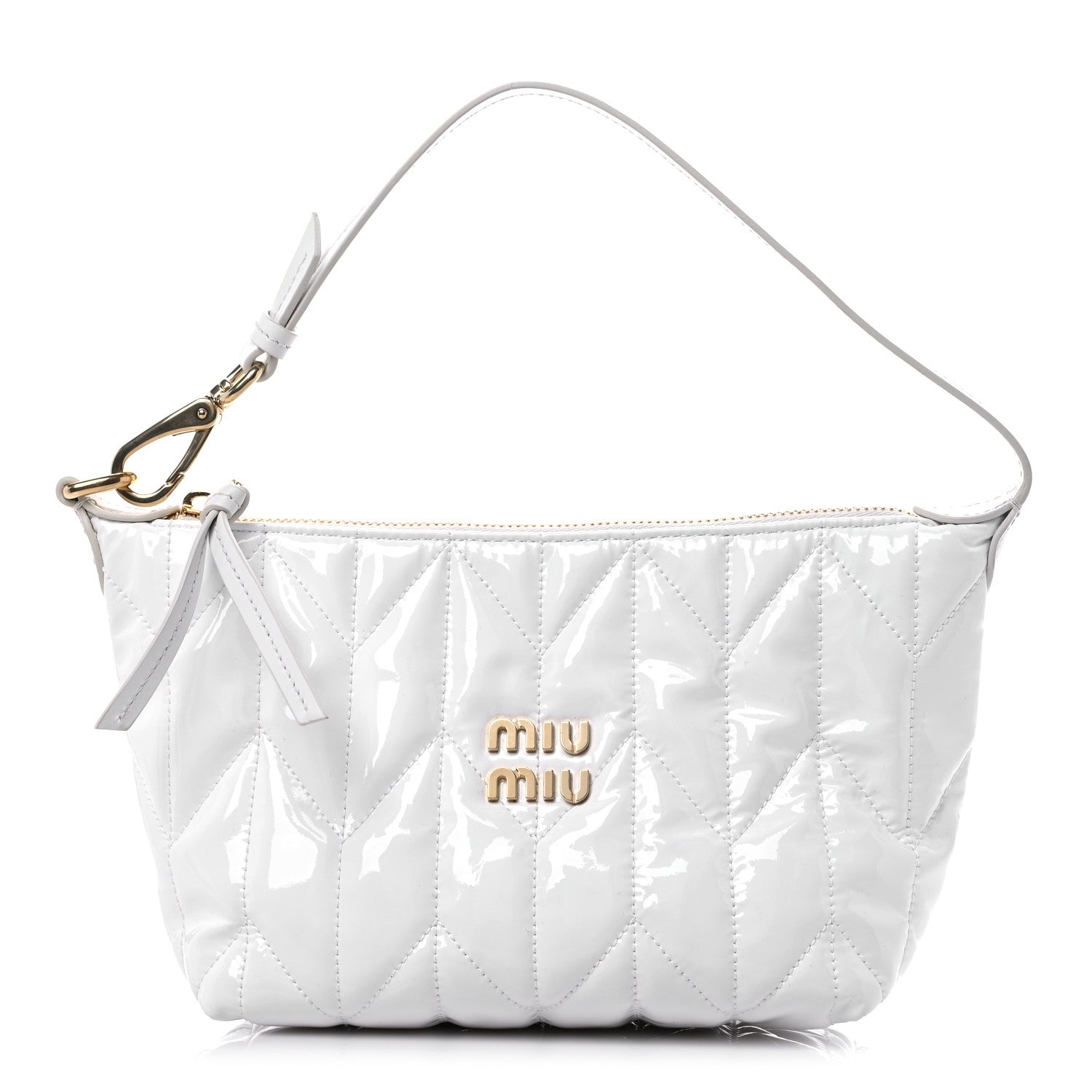 Miu Miu Iridescent Fabric Quilted Mini Spirit Cire Bag White 1 of 6
