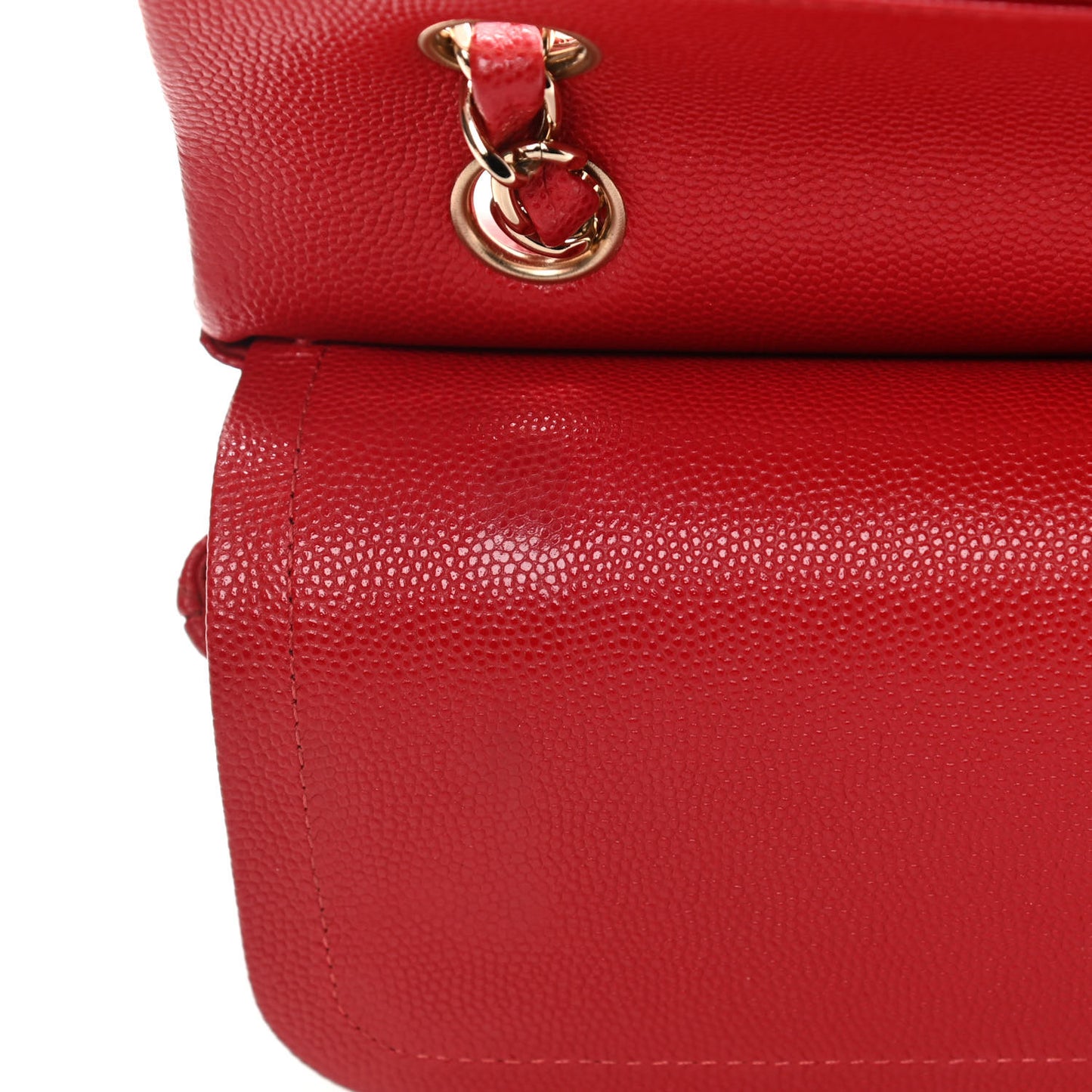 Caviar Quilted Medium Double Flap Red
