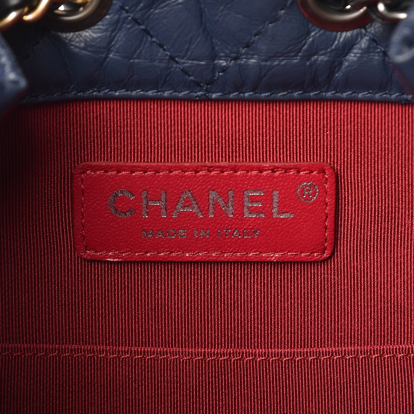 Aged Calfskin Quilted Small Gabrielle Backpack Blue Black
