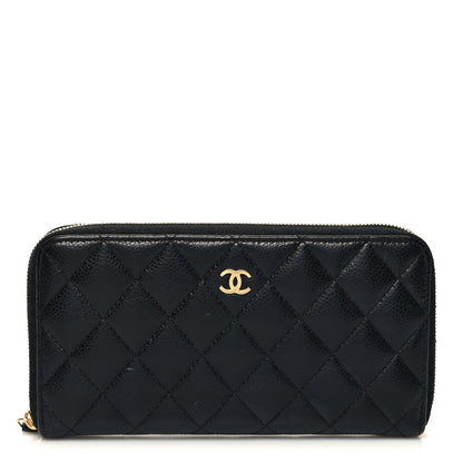 Chanel Caviar Quilted Large Gusset Zip Around Wallet Black 1 of 13