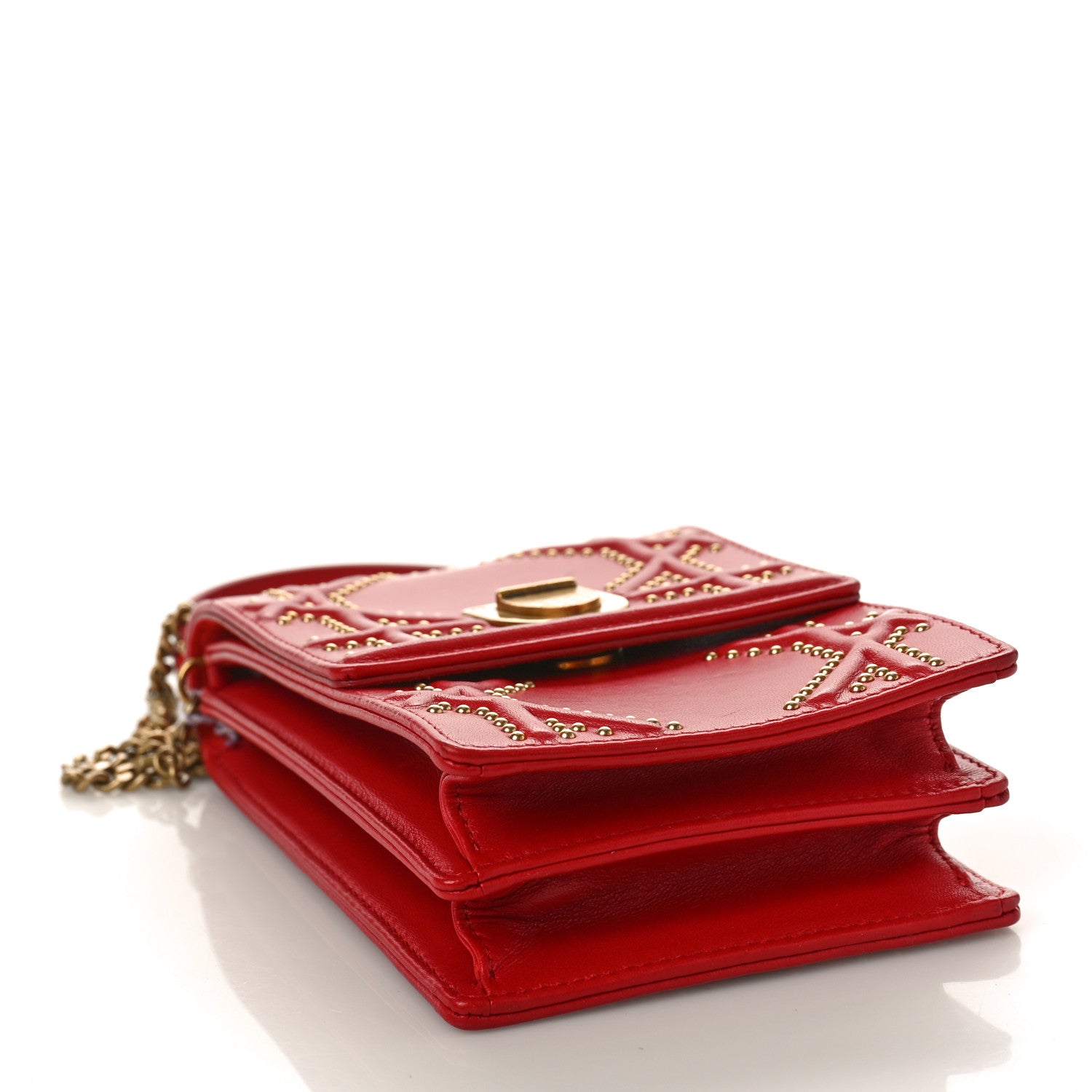 Christian Dior Lambskin Studded Vertical Diorama Spicy Red 4 of 8