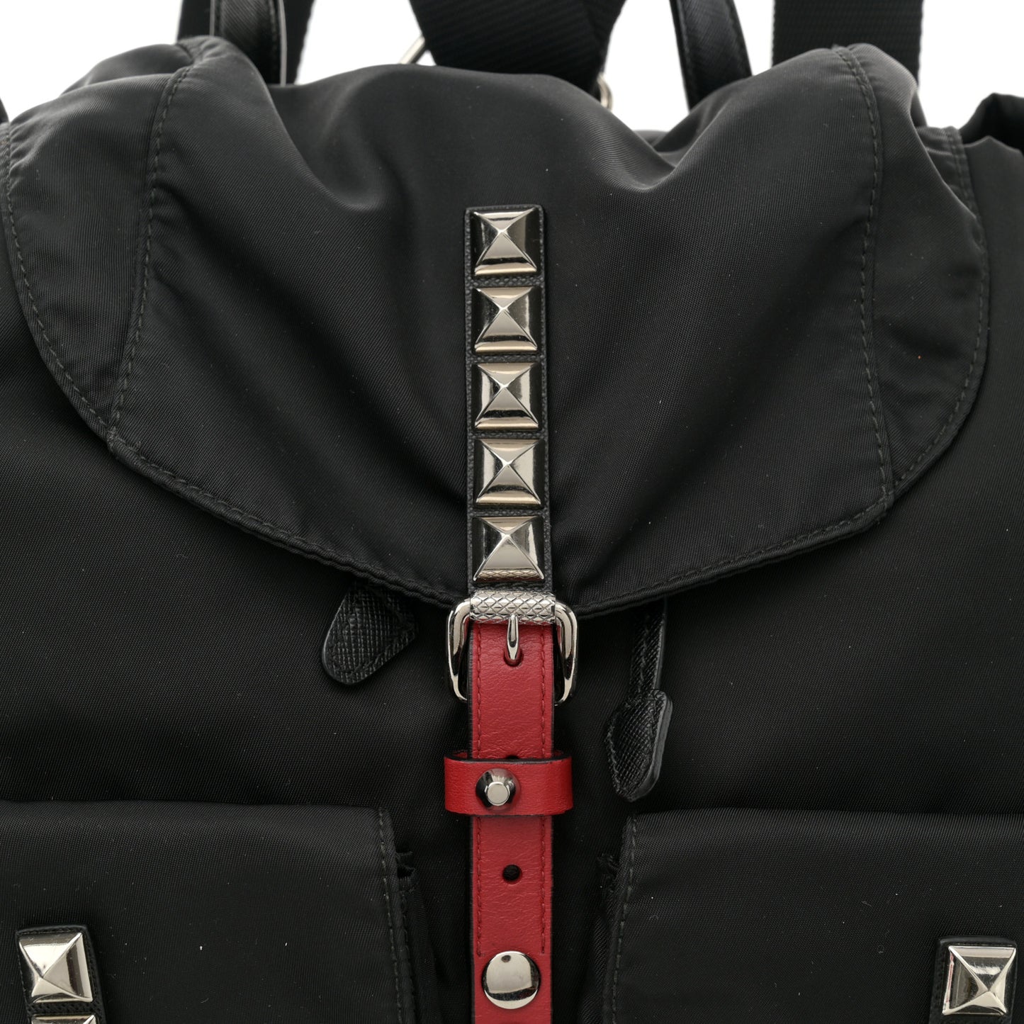 Nylon New Vela Studded Backpack Black Fuoco