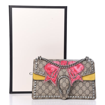 Gucci GG Supreme Monogram Crystal Bow Embroidered Small Dionysus Shoulder Bag Yellow 10 of 10