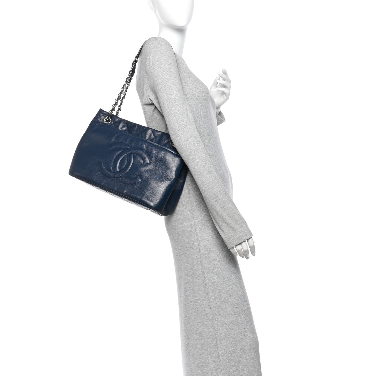 Caviar Timeless CC Soft Tote Navy Blue