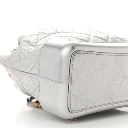 Chanel Metallic Crumpled Calfskin Quilted Small Gabrielle Backpack Silver 9 of 11