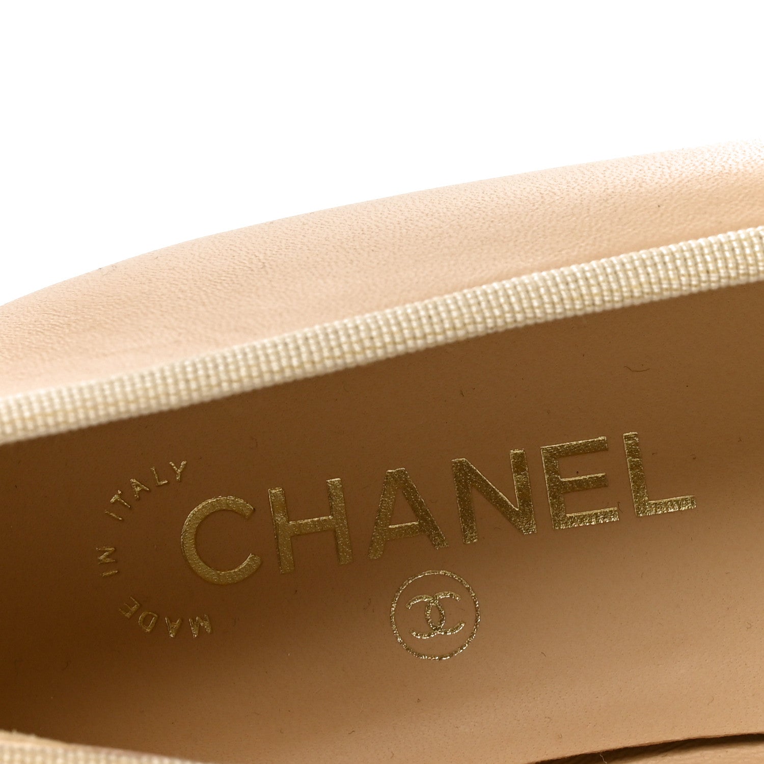Chanel Lambskin Cap Toe CC Ballerina Flats 39 Beige Black 7 of 9