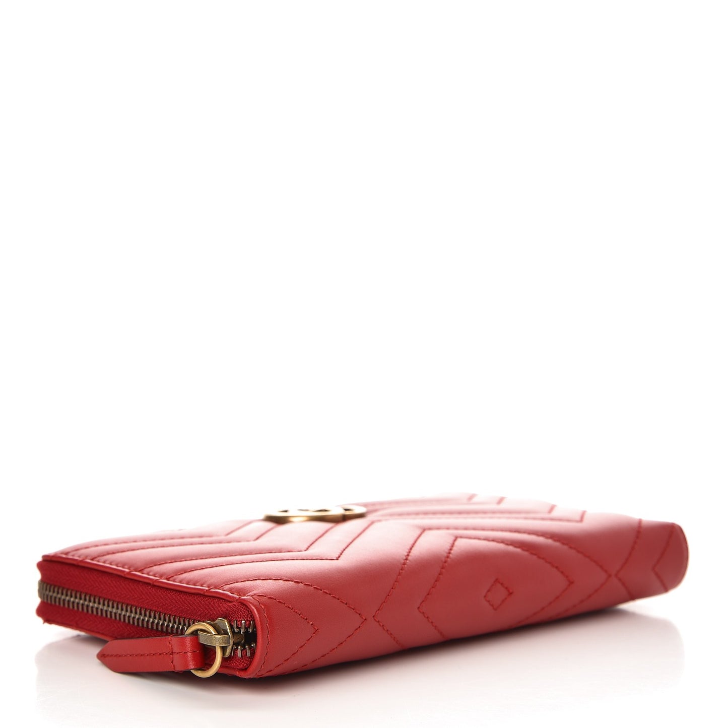 Calfskin Matelasse GG Marmont Zip Around Organizer Wallet Hibiscus Red