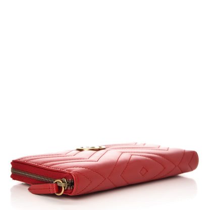 Gucci Calfskin Matelasse GG Marmont Zip Around Organizer Wallet Hibiscus Red 4 of 9
