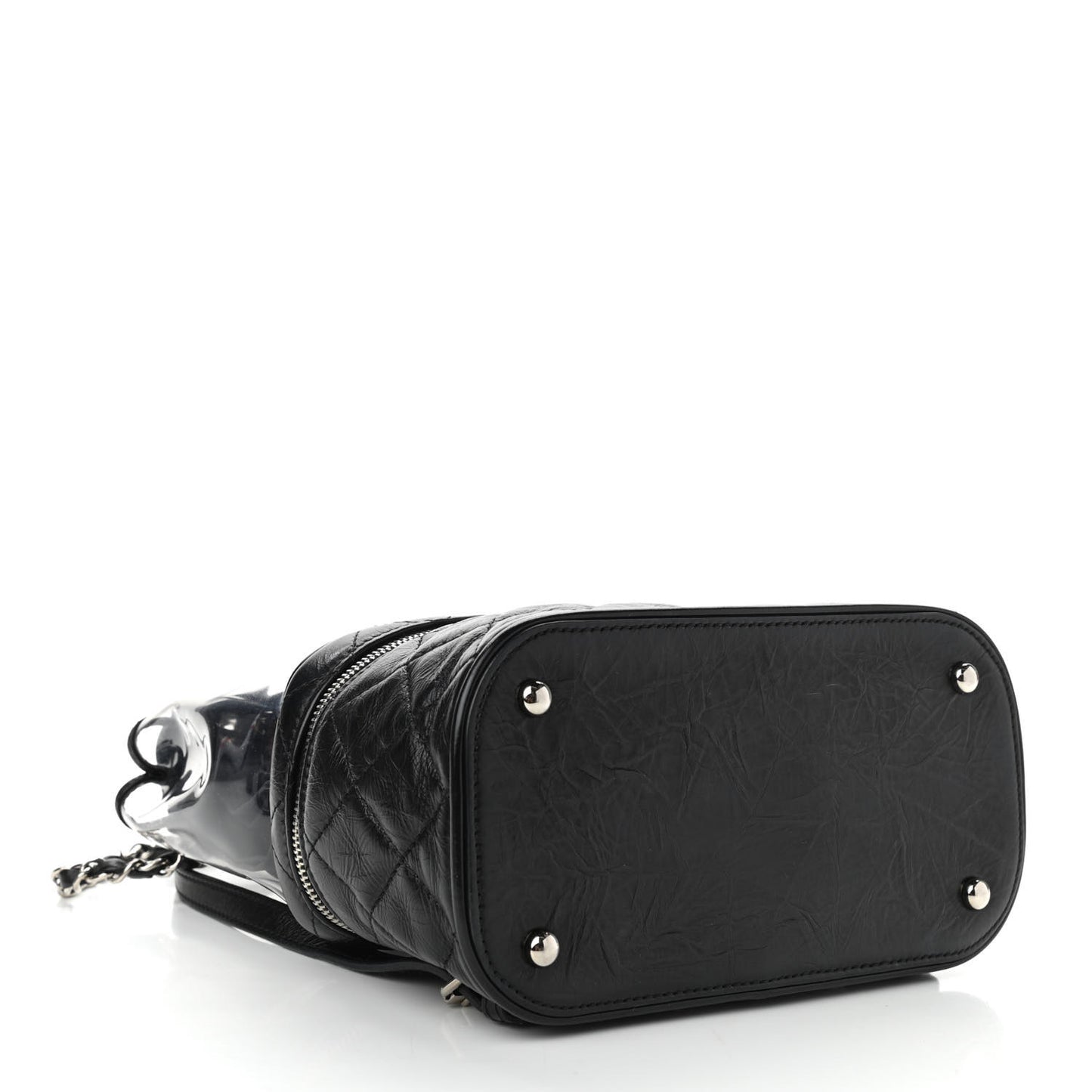 Crumpled Calfskin PVC Quilted Backpack Black