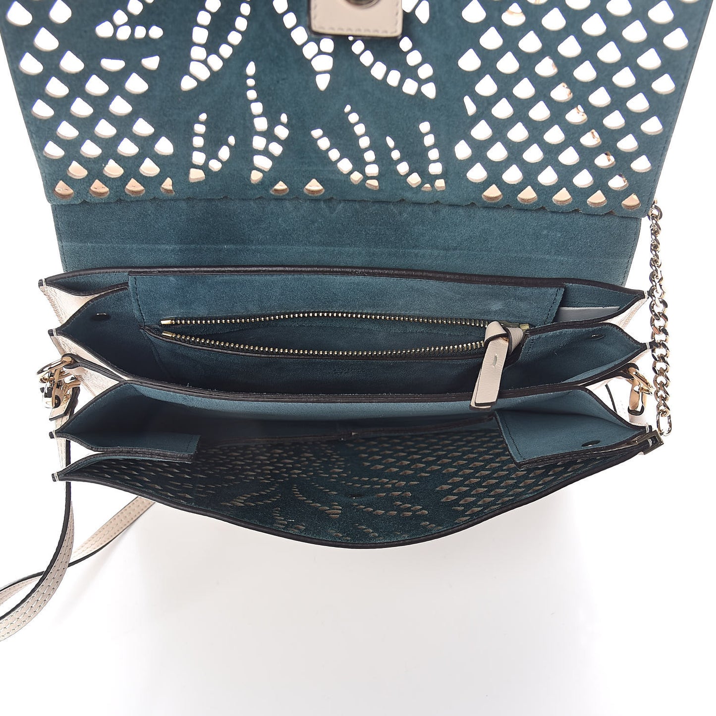Calfskin Pineapple Perforated Medium Faye Shoulder Bag Abstract White