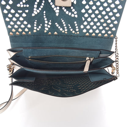 Chloe Calfskin Pineapple Perforated Medium Faye Shoulder Bag Abstract White 5 of 9