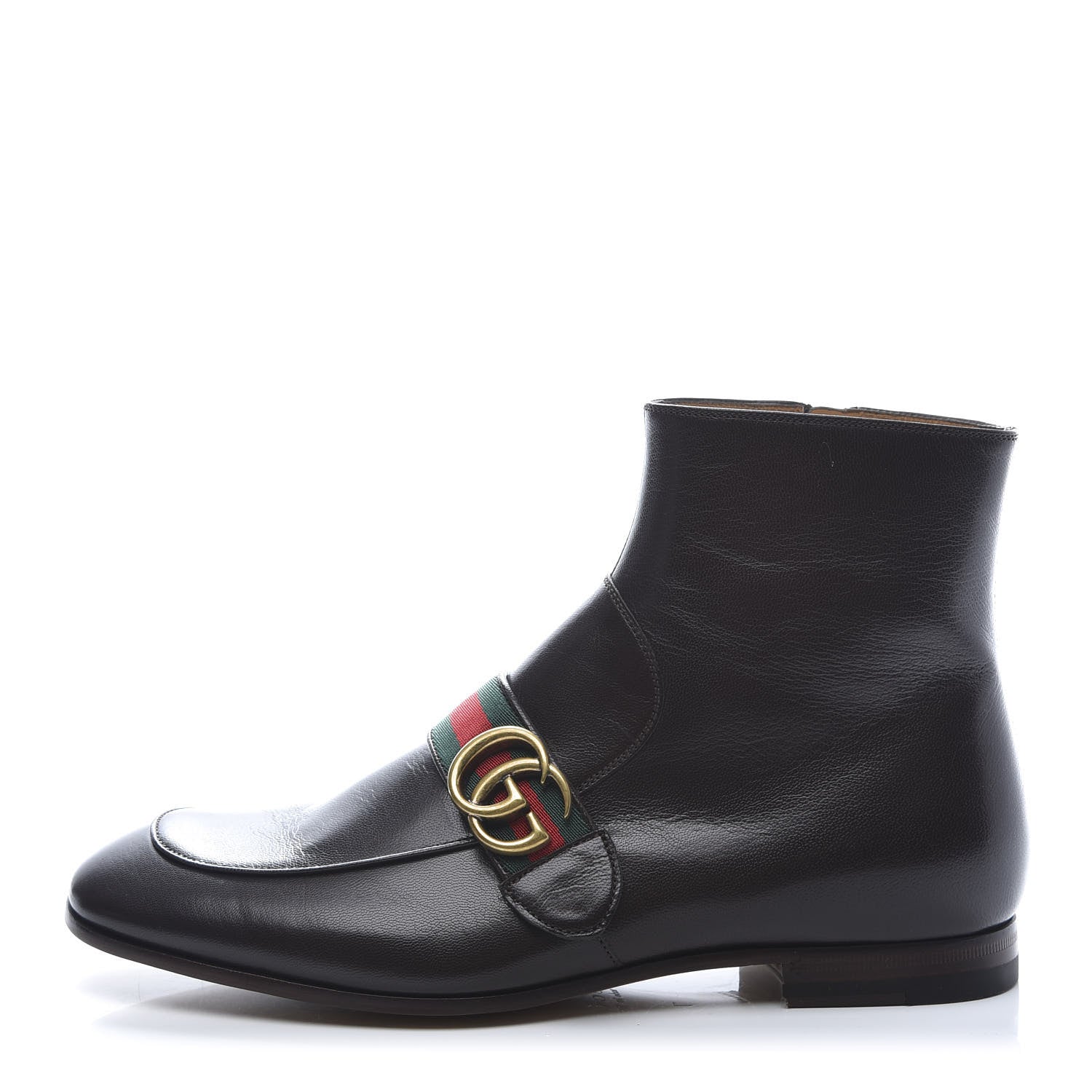 Gucci Goatskin Web Mens GG Ankle Boots 7 Cocoa 1 of 9