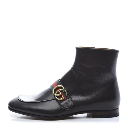 Gucci Goatskin Web Mens GG Ankle Boots 7 Cocoa 1 of 9