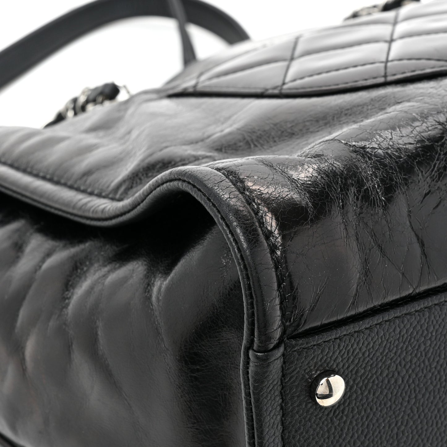 Glazed Calfskin Small Deauville Tote Black