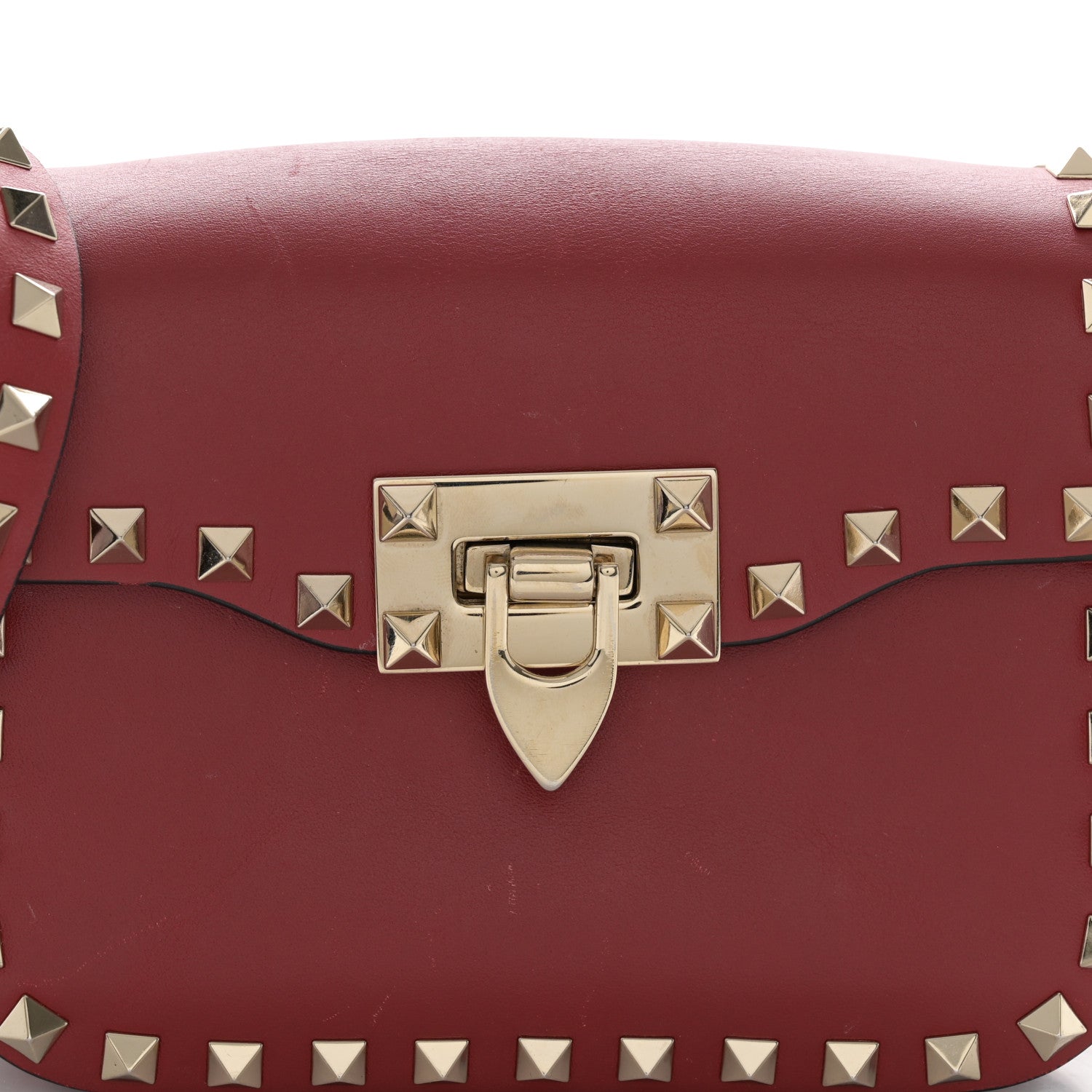 Valentino Garavani Vitello Small Rockstud Flap Saddle Bag Red 7 of 15