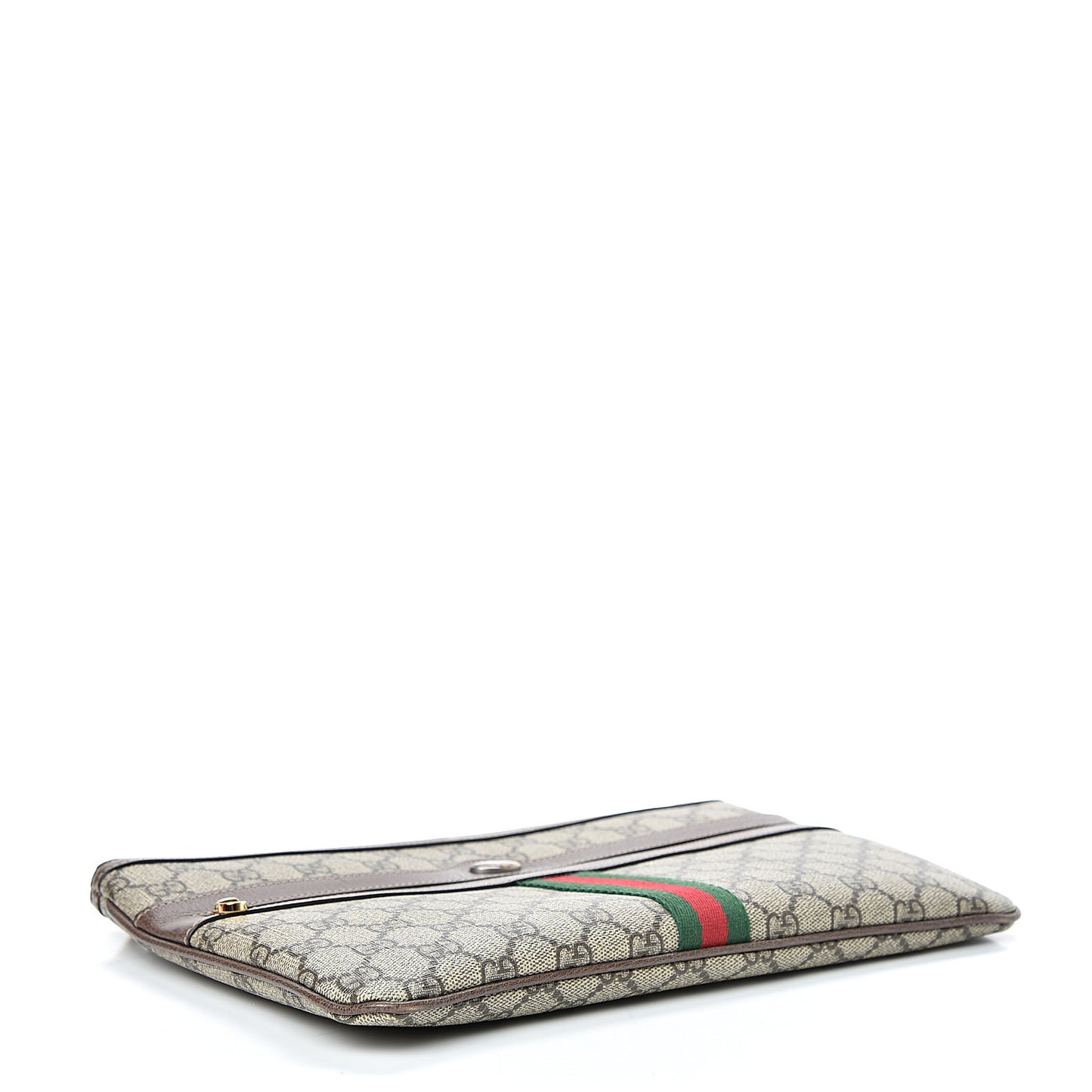 GG Supreme Monogram Large Ophidia Pouch Clutch Brown