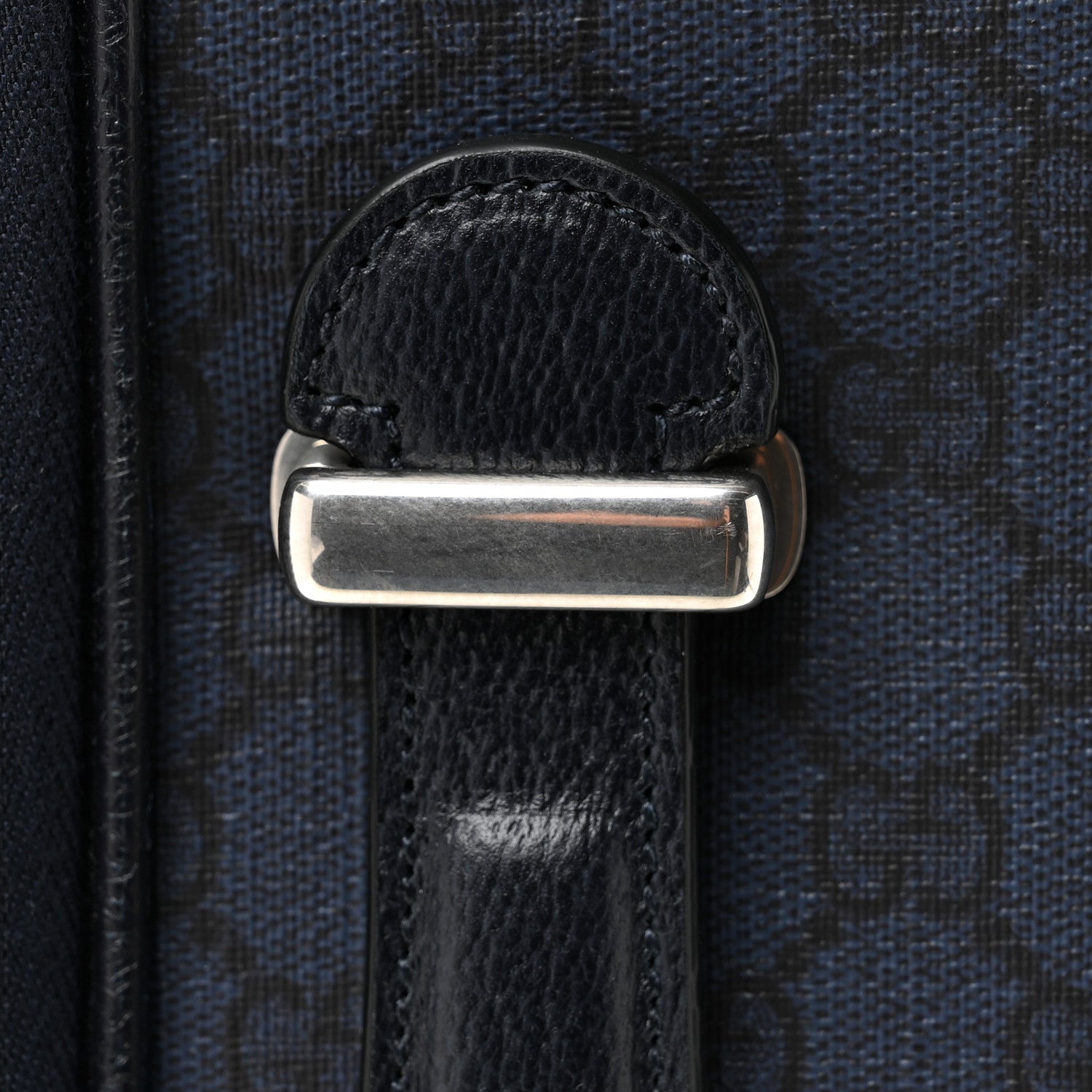 Gucci GG Supreme Monogram Textured Dollar Calfskin Web Ophidia Small Savoy Cabin Trolley Black Blue 10 of 12