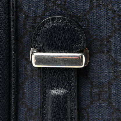Gucci GG Supreme Monogram Textured Dollar Calfskin Web Ophidia Small Savoy Cabin Trolley Black Blue 10 of 12