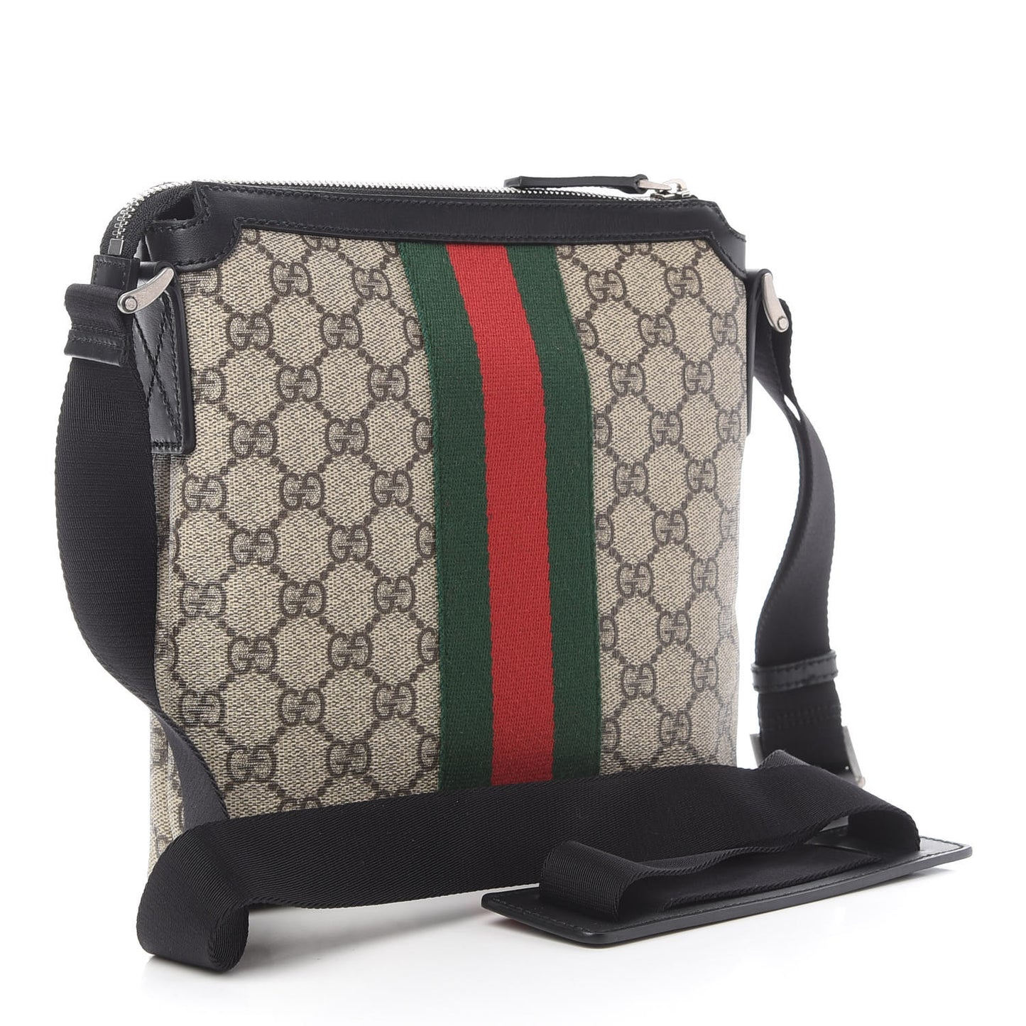 GG Supreme Monogram Web Messenger Bag Black