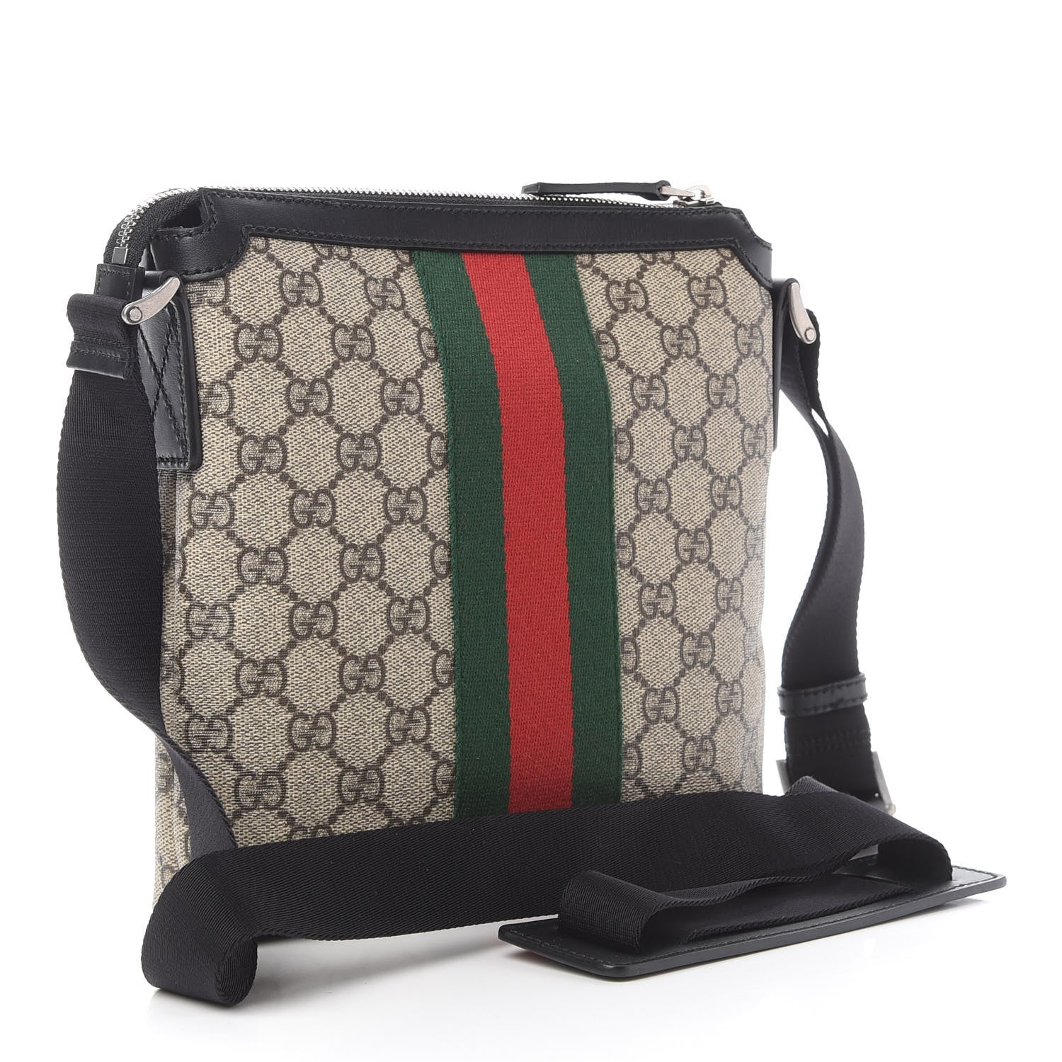 Gucci GG Supreme Monogram Web Messenger Bag Black 3 of 9