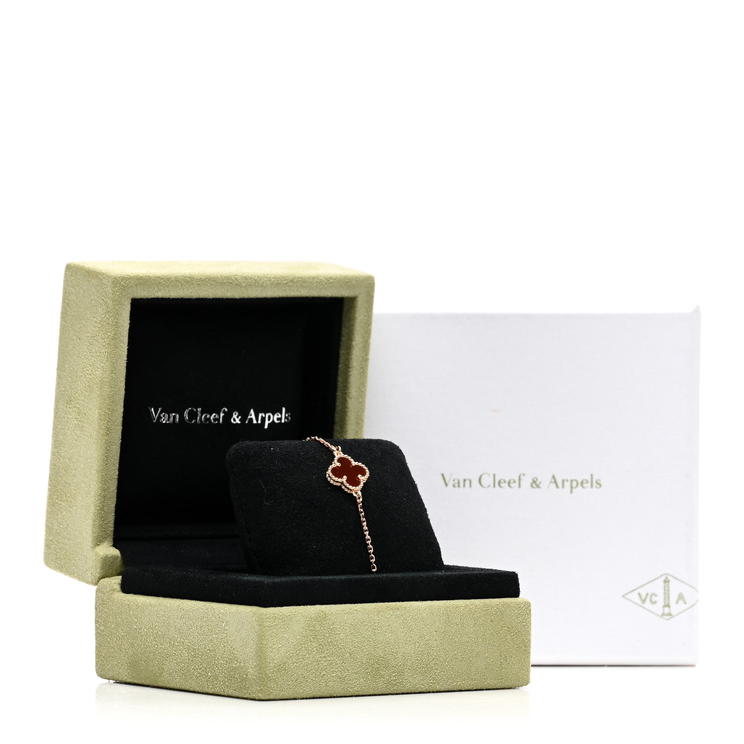Van Cleef & Arpels 18K Rose Gold Carnelian Sweet Alhambra Bracelet 5 of 5