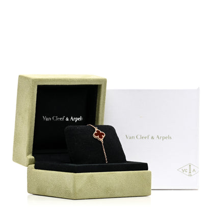 Van Cleef & Arpels 18K Rose Gold Carnelian Sweet Alhambra Bracelet 5 of 5