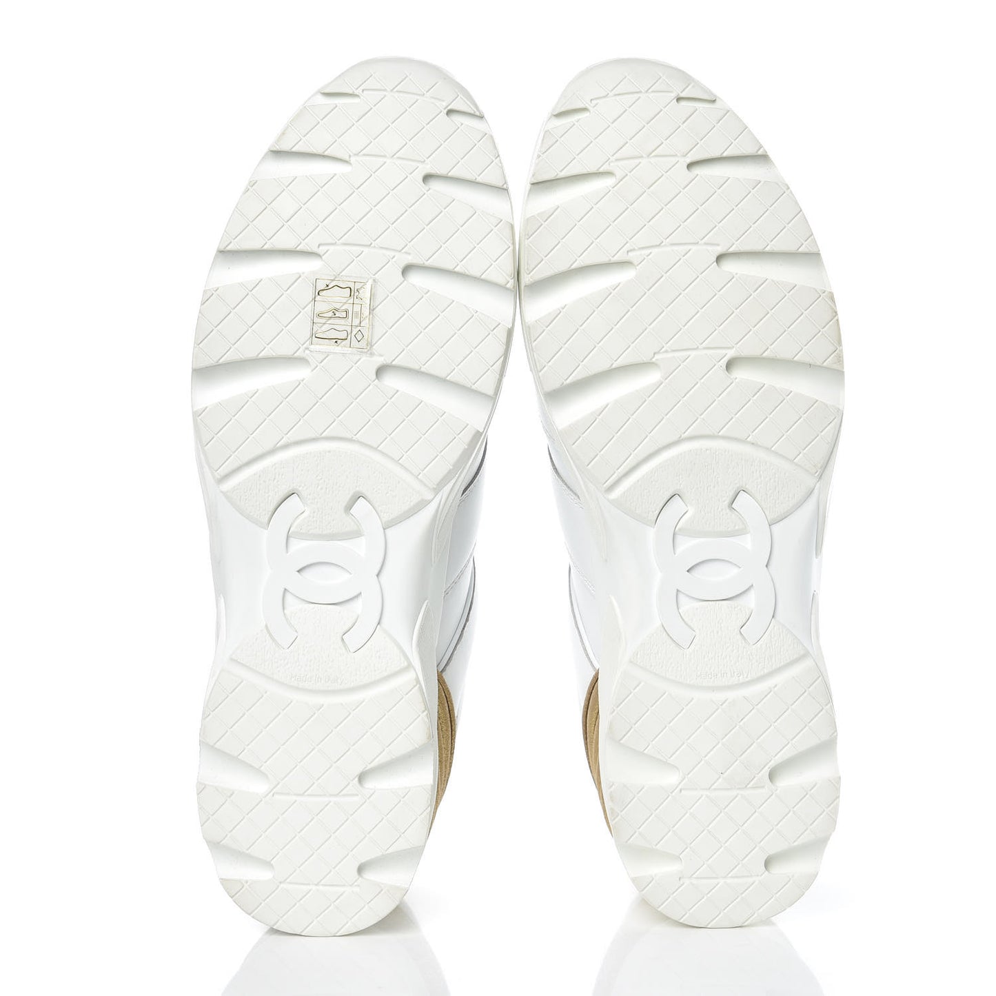 Calfskin Laminated Lambskin CC Sneakers 41 White Gold