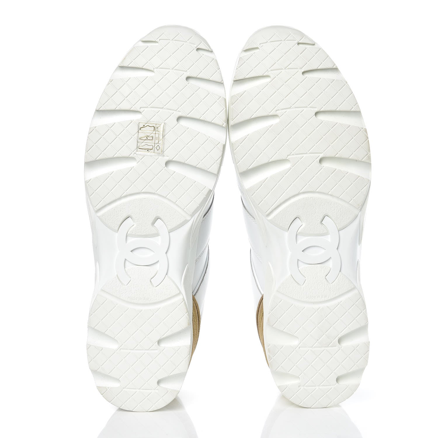 Chanel Calfskin Laminated Lambskin CC Sneakers 41 White Gold 5 of 11