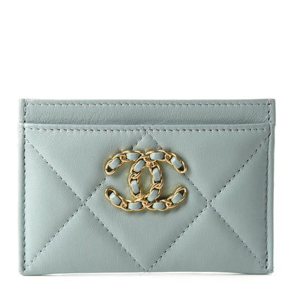 Chanel Shiny Goatskin Quilted 19 Card Holder Light Blue 1 of 8