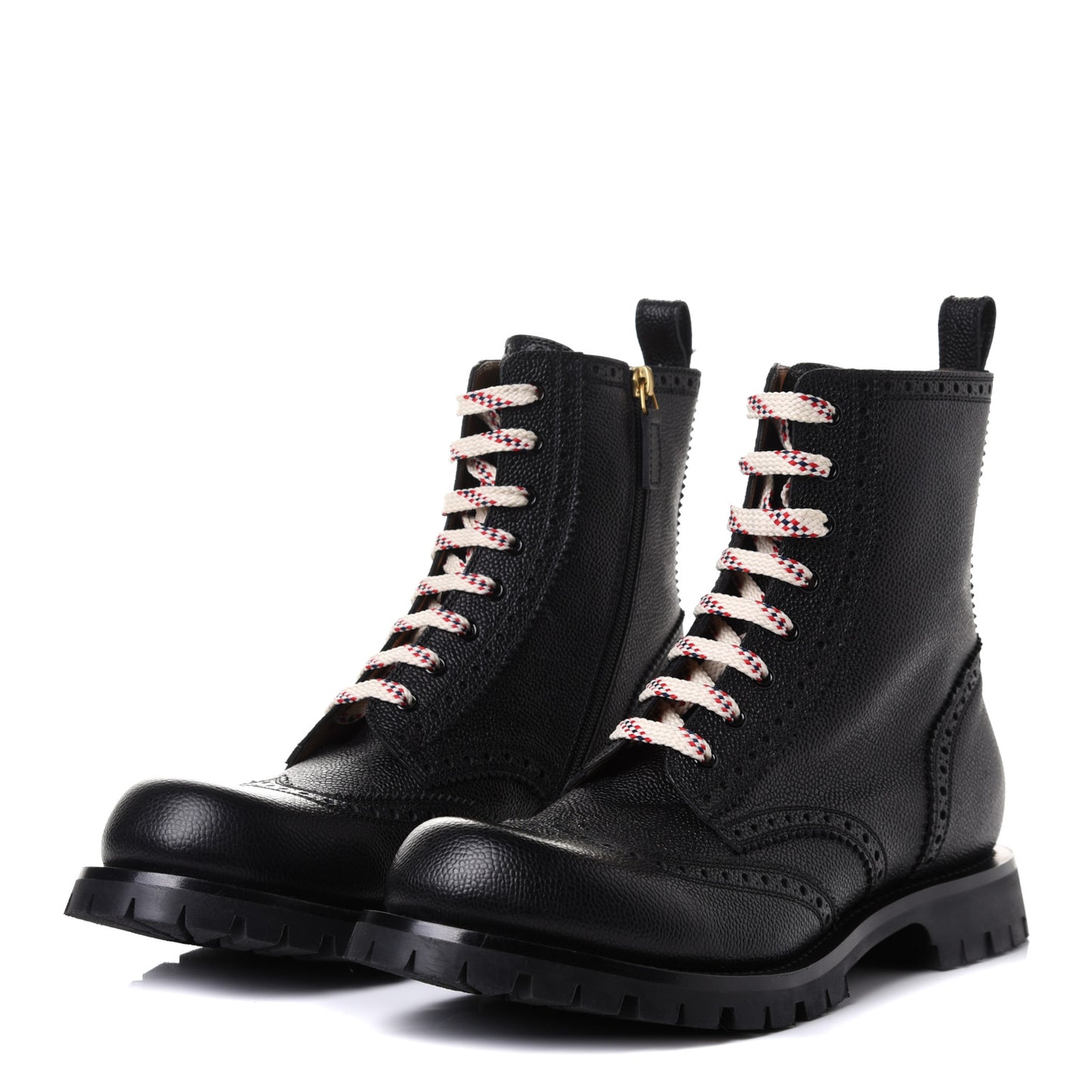 Grained Calfskin Mens Lace Up Combat Boots 11 Black
