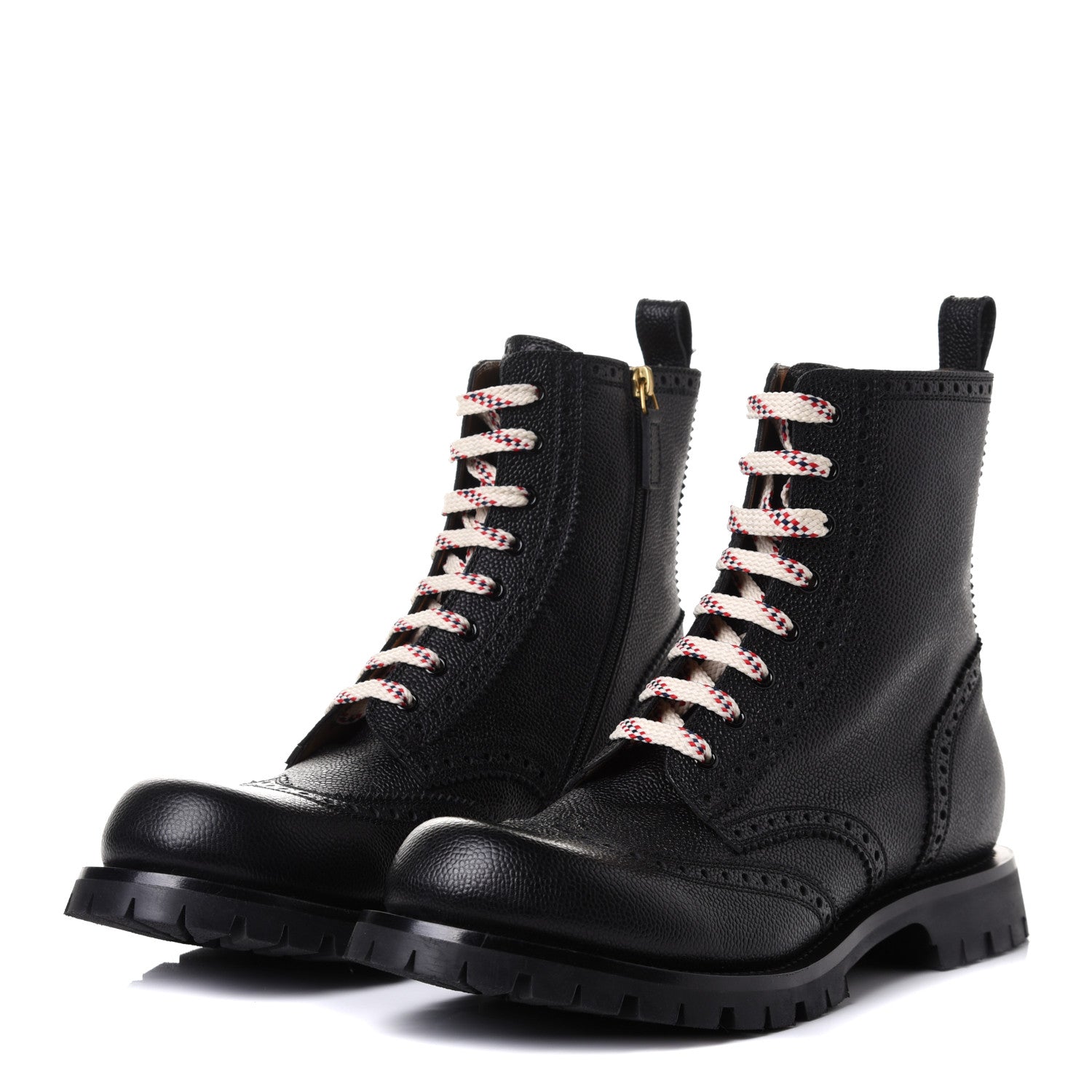 Gucci Grained Calfskin Mens Lace Up Combat Boots 11 Black 6 of 20