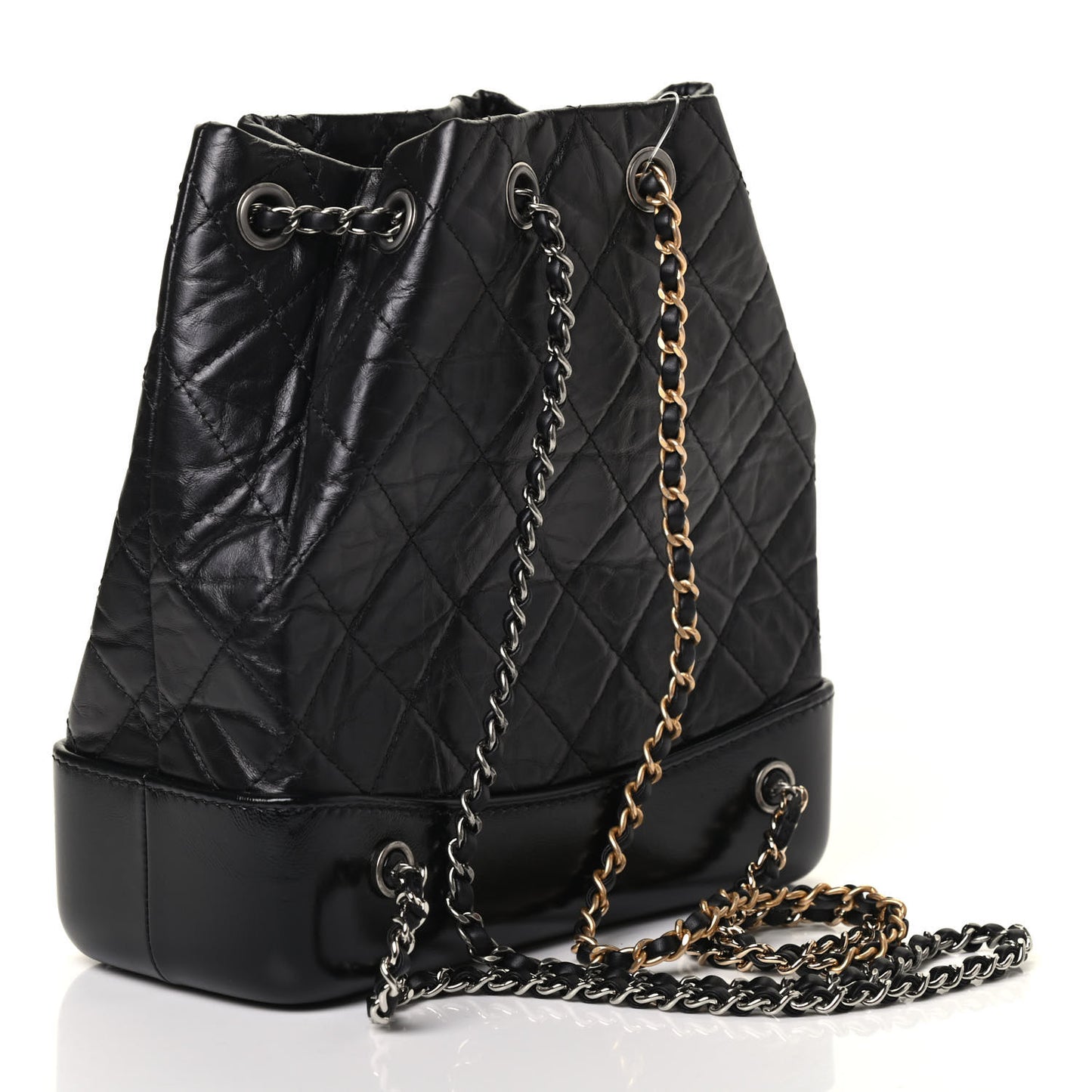 Aged Calfskin Quilted Small Gabrielle Backpack Black