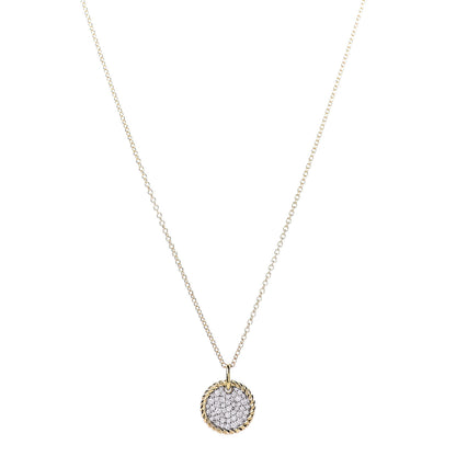 David Yurman 18K Yellow Gold Diamond Cable Collectibles Pave Charm Pendant Necklace 1 of 8
