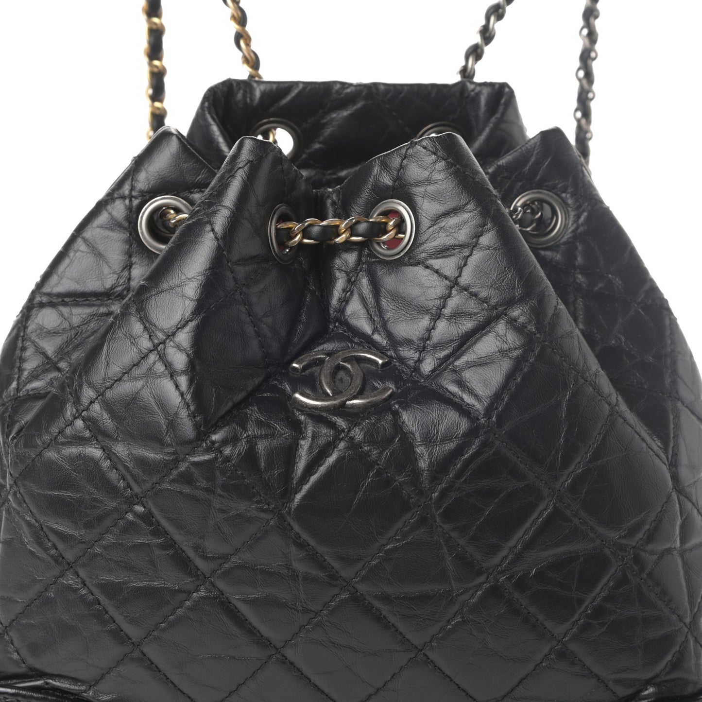 Aged Calfskin Quilted Small Gabrielle Backpack Black