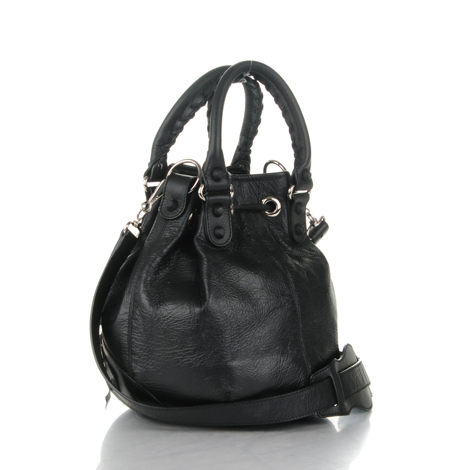 Balenciaga Matte Goatskin Rubber Covered Classic Hardware Mini Pompon Black 3 of 7