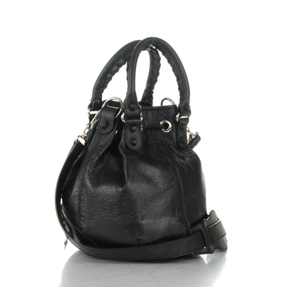 Balenciaga Matte Goatskin Rubber Covered Classic Hardware Mini Pompon Black 3 of 7