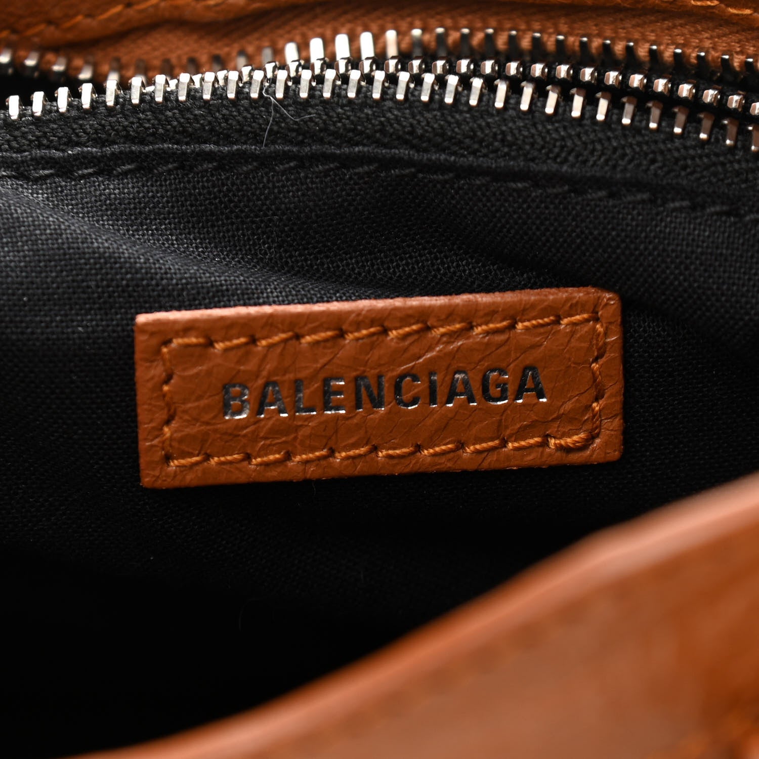 Balenciaga Agneau Classic Silver Hardware Mini City Logo Strap Camel Black 5 of 9