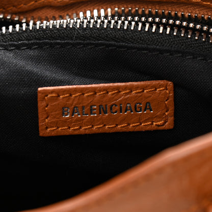 Balenciaga Agneau Classic Silver Hardware Mini City Logo Strap Camel Black 5 of 9